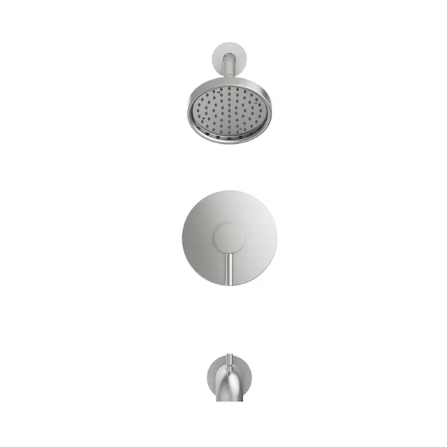 allen + roth Harlow Brushed Nickel Pvd 1-handle Single Function Round Bathtub and Shower Faucet Valve Included