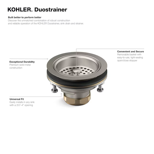 KOHLER Duostrainer 3,5 Zoll leuchtendes Edelstahlsieb aus Messing