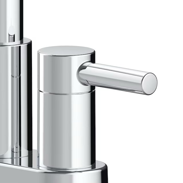 allen + roth Harlow Polished Chrome 4-in centerset 2-Handle WaterSense Bathroom Sink Faucet with Drain and Deck Plate