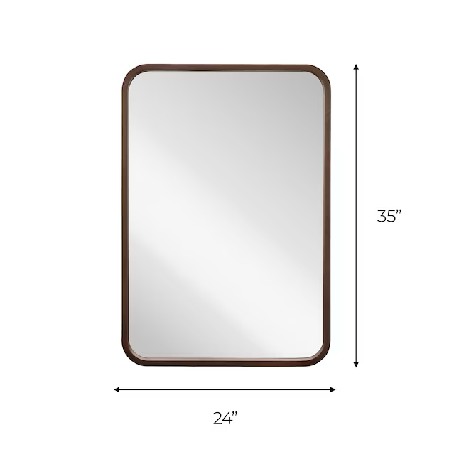 allen + roth 24-in W x 35-in H Light Brown Polished Wall Mirror