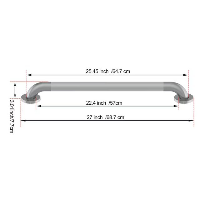 Project Source Concealed Peened 24-in Stainless Steel Wall Mount ADA Compliant Grab Bar (500-lb Weight Capacity)