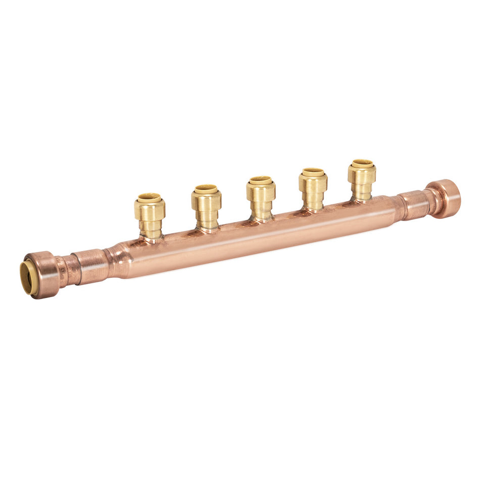 Sioux Chief 3/4" x 1/2" Copper Push-Fit Open Manifold (5-Port)