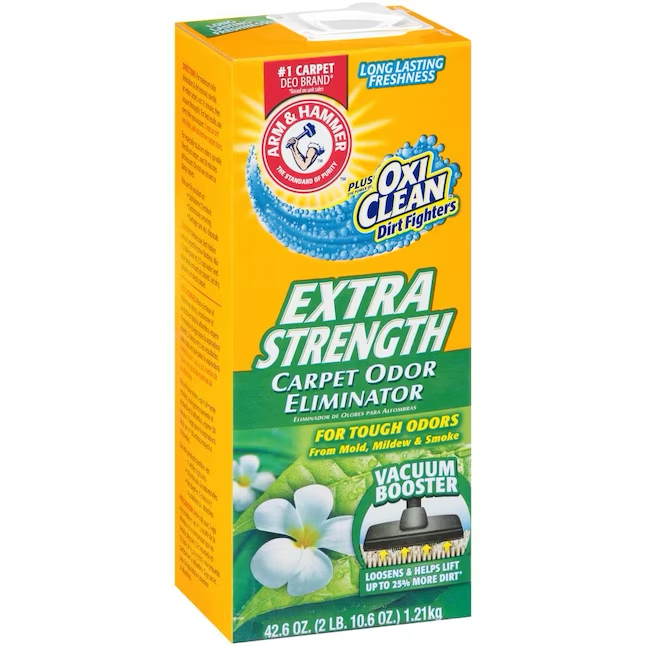 Kit de polvo limpiador de alfombras ecológico Arm &amp; Hammer, 42.6 onzas, aroma fresco