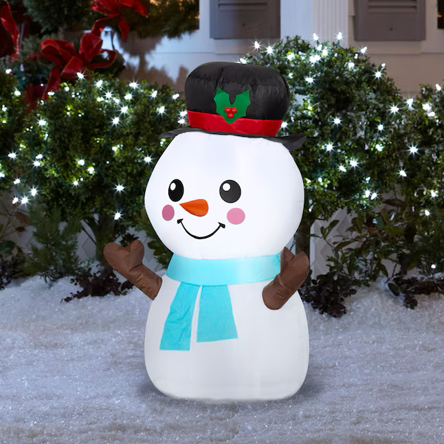 Muñeco de nieve inflable navideño con luces LED de 3,5 pies de Holiday Living