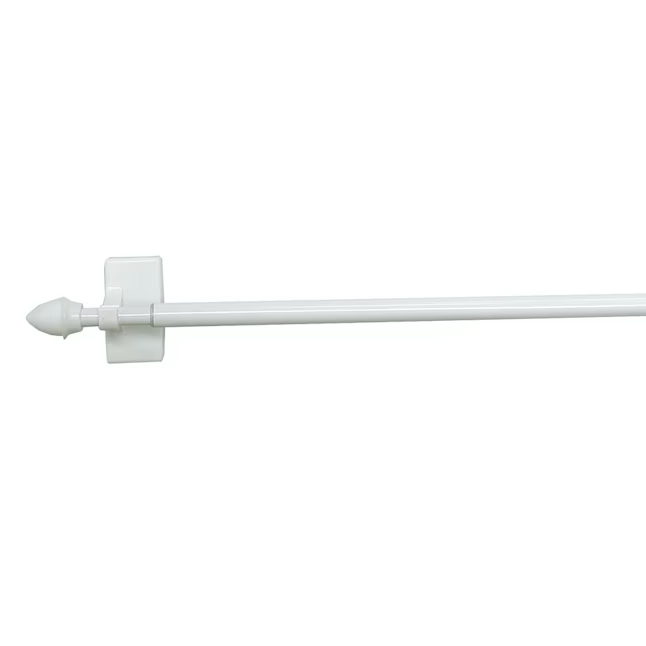 Project Source 16-in to 28-in White Steel Magnetic Curtain Rod with Finials