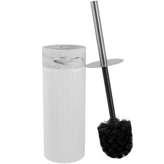 allen + roth Rochelle White Marble Resin Toilet Brush Holder