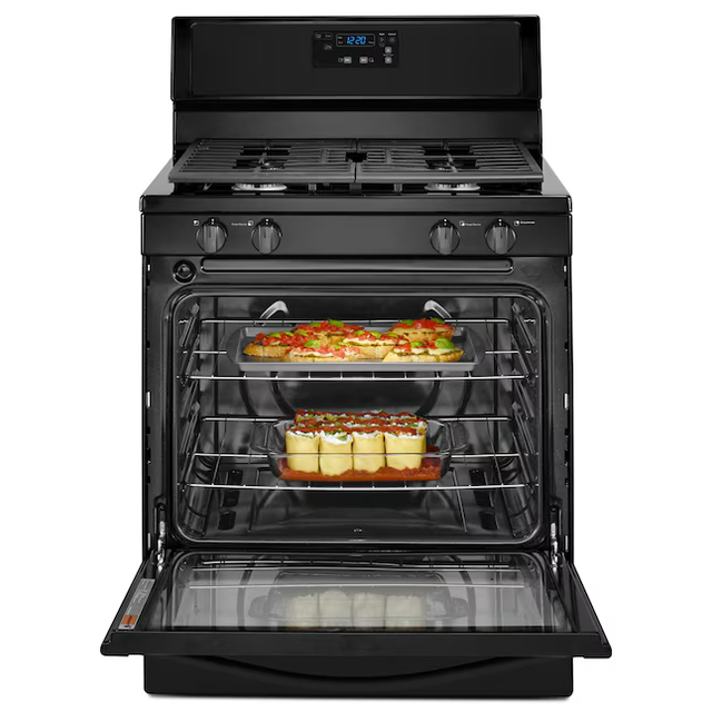 Whirlpool 30-in 4 Burners 5.1-cu ft Freestanding Natural Gas Range (Black)