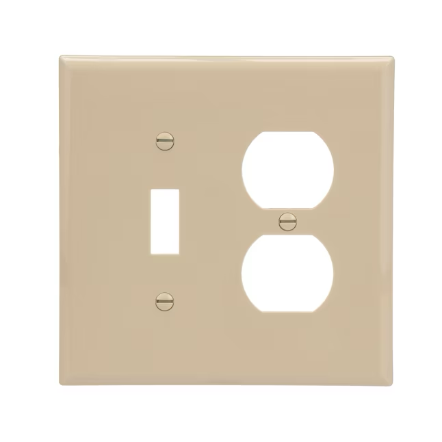 Eaton 2-Gang Midsize Ivory Polycarbonate Indoor Toggle/Duplex Wall Plate