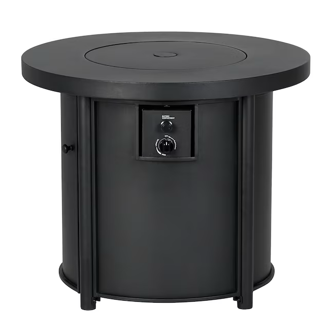 Style Selections Mesa para hoguera de gas propano de acero negro de 30 pulgadas de ancho y 50000 BTU