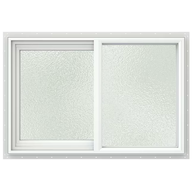 JELD-WEN V-2500 Jamba de 35-1/2 x 23-1/2 x 3 pulgadas Ventana corrediza blanca de vinilo operable a la izquierda Pantalla completa incluida