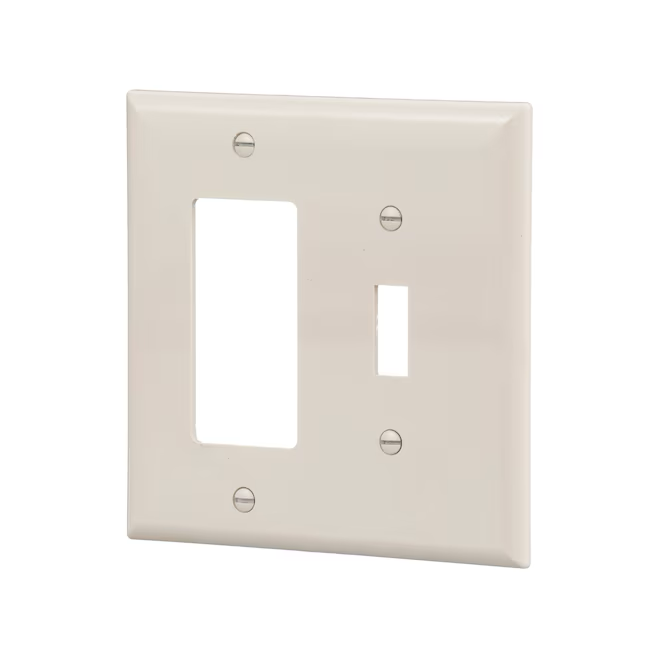 Eaton 2-Gang Midsize Light Almond Polycarbonate Indoor Toggle/Decorator Wall Plate