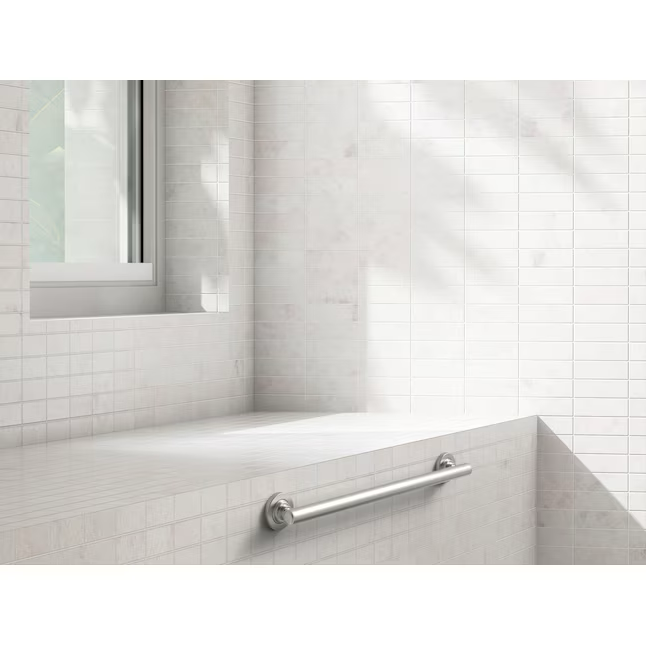 allen + roth Townley 24-in Brushed Nickel Wall Mount ADA Compliant Grab Bar (500-lb Weight Capacity)