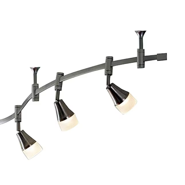 Allen + Roth 99.6-in 6-Light Brushed Nickel dimmable Integrated Modern/Contemporary Flexible Track Lighting Kit with Round Steel/Brushed Pivoting Heads