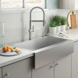 KOHLER Vault Farmhouse Apron Front 35.75-in x 24.31-in Stainless Steel Single Bowl 2-Hole Kitchen Sink