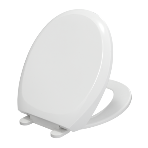 EZ-FLO Kunststoff-Toilettensitz, rund, weiß, mit Absenkautomatik