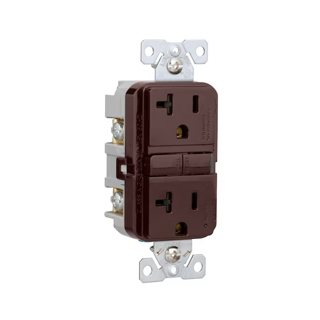 Eaton 20-Amp 125-volt Tamper Resistant GFCI Residential Decorator Outlet, Brown