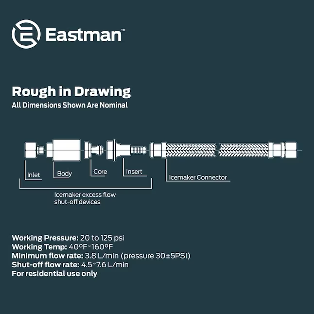 Eastman 10-ft 1/4-in Compression Inlet x 1/4-in Compression Outlet Braided Stainless Steel Ice Maker Connector