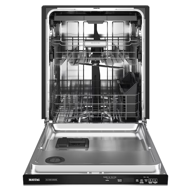 Maytag Eco Series con ciclo de desinfección Pet Pro Control superior Lavavajillas empotrado de 24 pulgadas con tercer estante (acero inoxidable resistente a huellas dactilares), 50 dBA