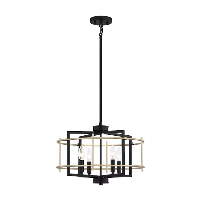 Quoizel Adler 4-Light Matte Black and Nouveau Gold Modern/Contemporary Geometric Hanging Pendant Light