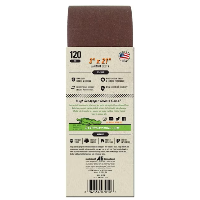 Gator 5-Piece Aluminum Oxide 120-Grit Belt Sandpaper