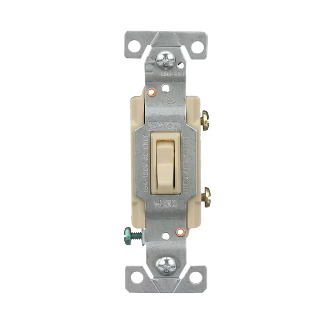 Eaton 15-Amp Single-Pole Illuminated Toggle Light Switch, Ivory