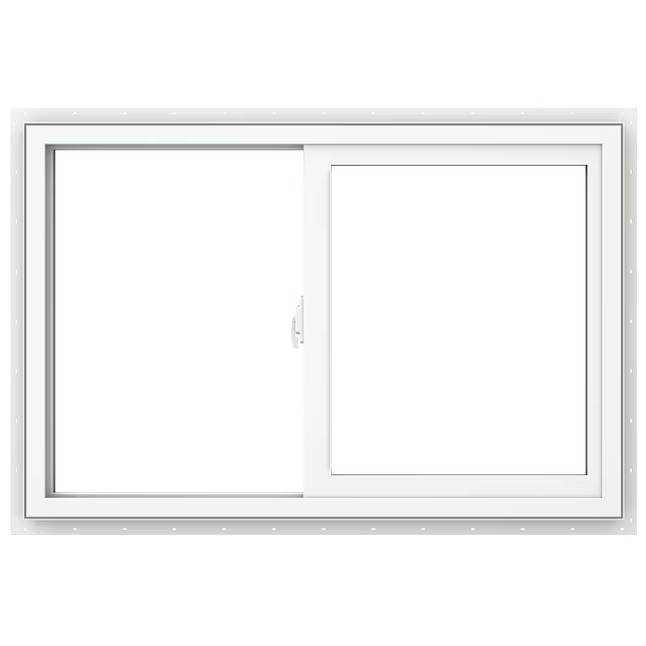 JELD-WEN V-2500 Jamba de 35-1/2 x 23-1/2 x 3 pulgadas Ventana corrediza blanca de vinilo operable a la izquierda Pantalla completa incluida