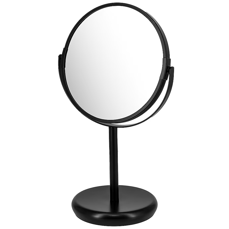 allen + roth 5-in x 12.5-in Matte Black Double-sided 5X Magnifying Freestanding Vanity Mirror