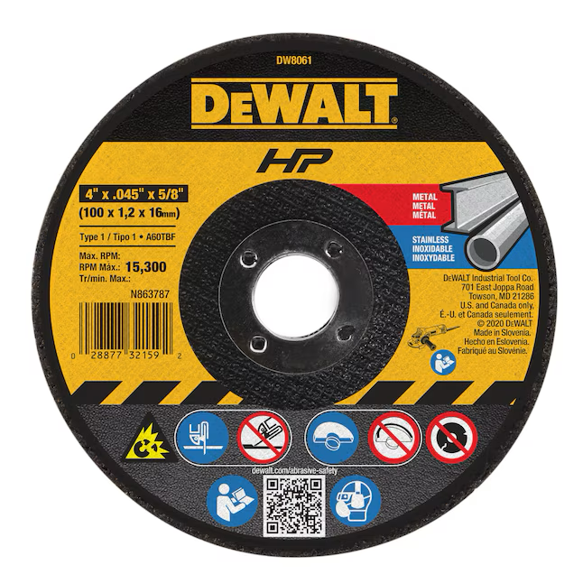 DEWALT 5er-Pack 4-Zoll-Aluminiumoxid-Schleifscheiben