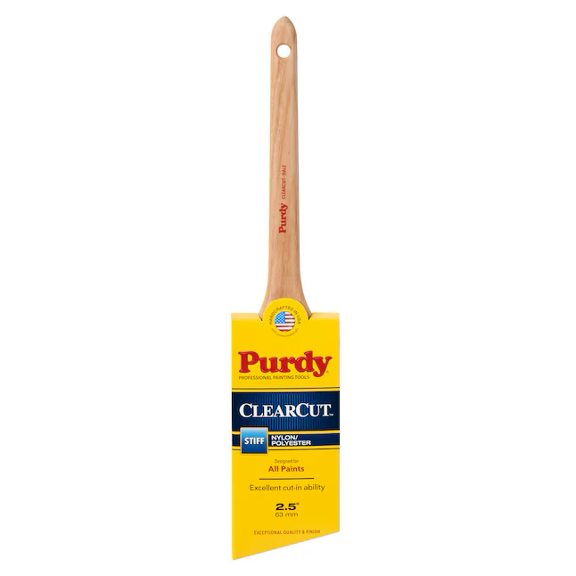 Purdy Clearcut Brocha de pintura en ángulo de mezcla de nailon y poliéster reutilizable de 2-1/2 pulgadas (brocha de uso general)