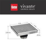 Oatey Vivante 4-in Stainless Steel Square Shower Drain with Square Pattern