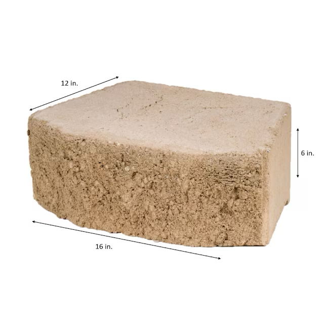 6-in H x 16-in L x 11.5-in D Tan Concrete Retaining Wall Block