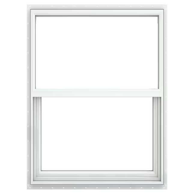 JELD-WEN V-2500 Nueva construcción Jamba de 35-1/2 x 47-1/2 x 3 pulgadas Ventana de baja emisividad de vinilo blanco Pantalla completa incluida