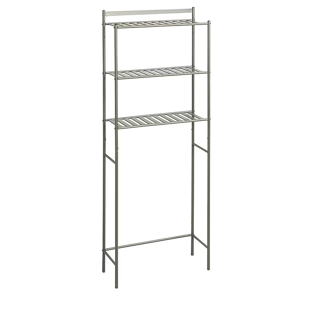 Style Selections 22.8-in x 61-in x 8.88-in Satin Nickel 3-Shelf Over-the-Toilet Storage