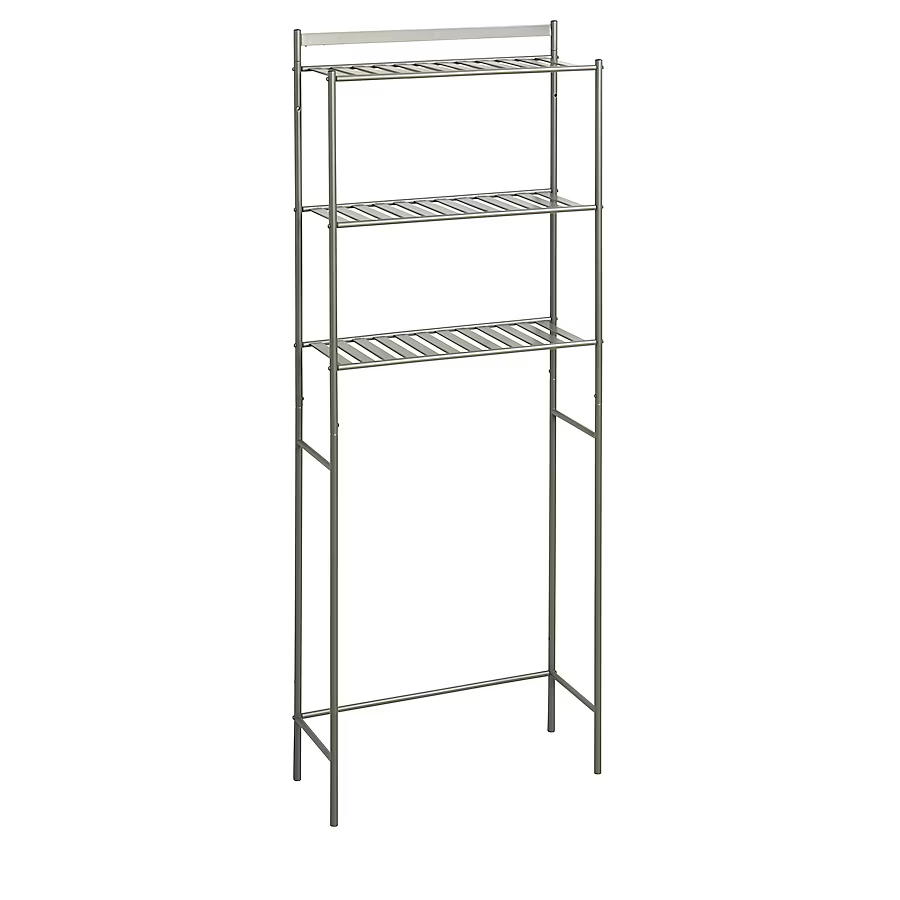 Style Selections 22.8-in x 61-in x 8.88-in Satin Nickel 3-Shelf Over-the-Toilet Storage