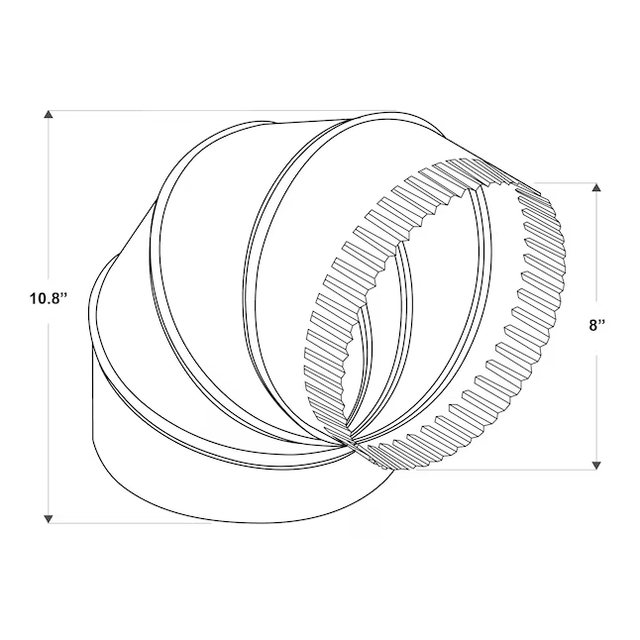 IMPERIAL 8-in 30 Gauge Galvanized Steel Round Adjustable 90 Degree Duct Elbow