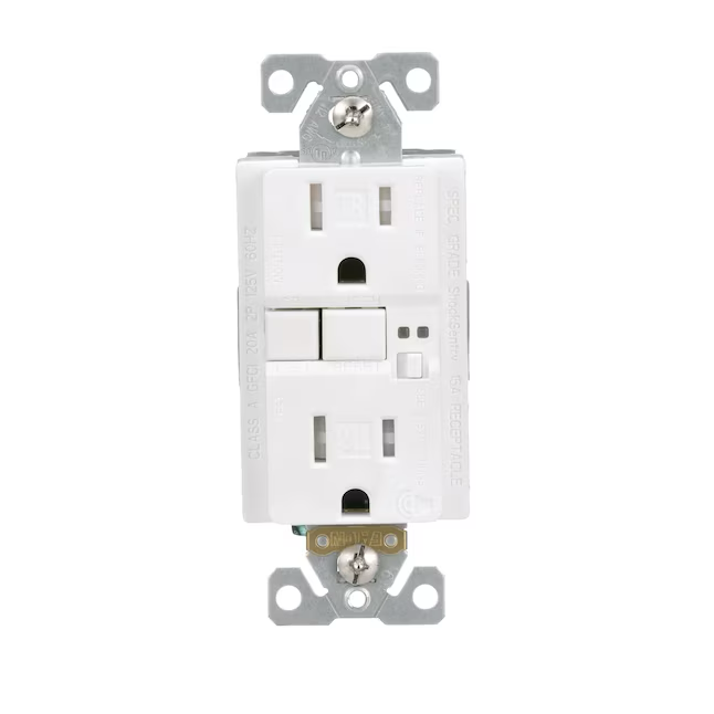 Eaton 15-Amp 125-volt Tamper Resistant GFCI Residential Decorator Outlet, White