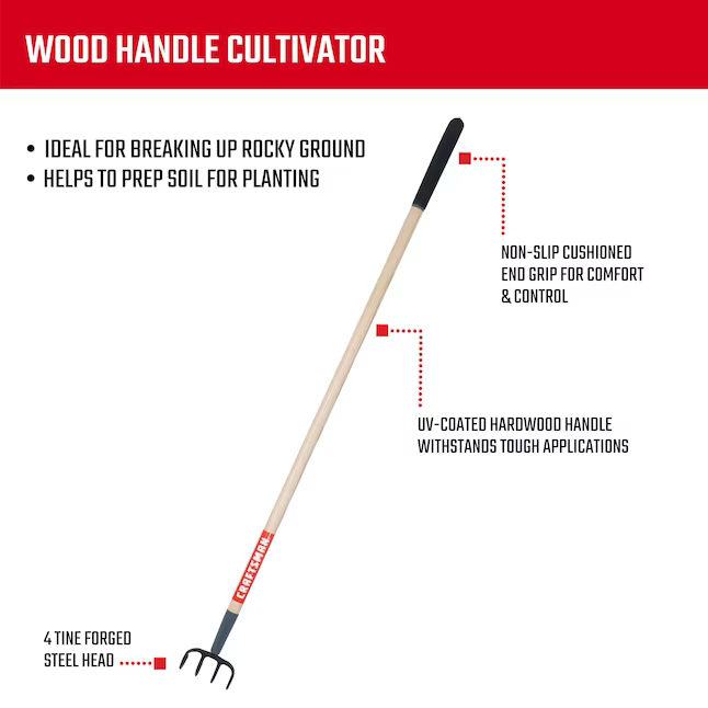 CRAFTSMAN Fixed 4-Tine Long-handle Cultivator