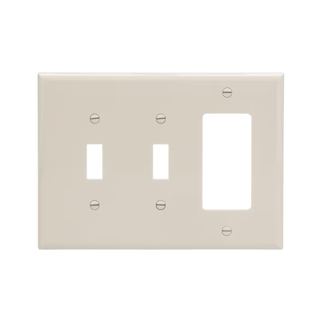 Eaton 3-Gang Midsize Light Almond Polycarbonate Indoor Toggle/Decorator Wall Plate