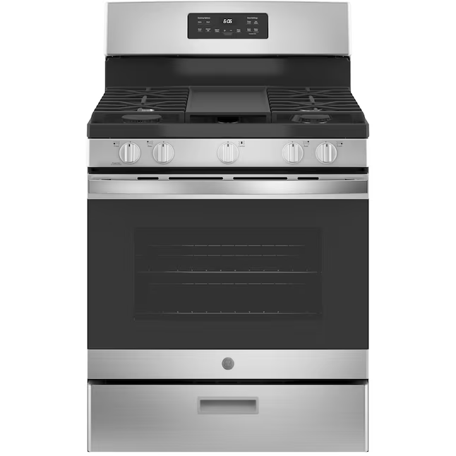 GE 30-in 5 Burners 5-cu ft Freestanding Natural Gas Range (Stainless Steel)