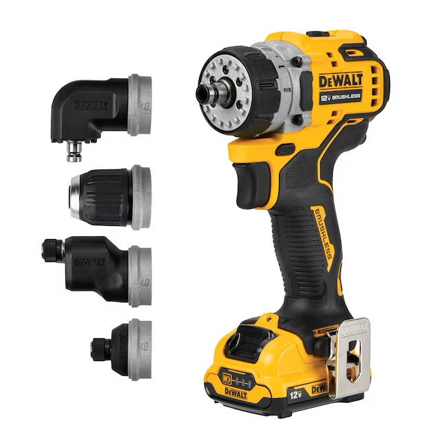 DEWALT XTREME Taladro inalámbrico sin escobillas 5 en 1, 12 voltios máx., 3/8 pulgadas (1 batería incluida, cargador incluido y bolsa blanda incluida)