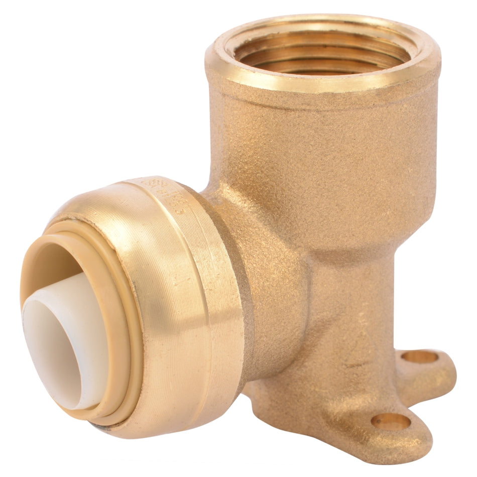 SharkBite 3/8 in. (1/2 in. OD) x 1/2 in. FNPT Brass Push Drop-Ear Elbow