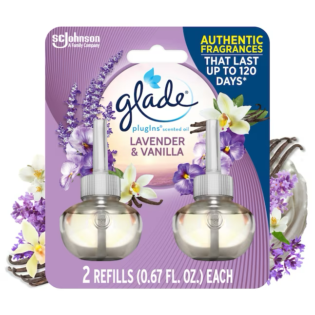 Glade Ambientador de repuesto con aceite perfumado de lavanda y vainilla de 0,67 onzas líquidas (paquete de 2)