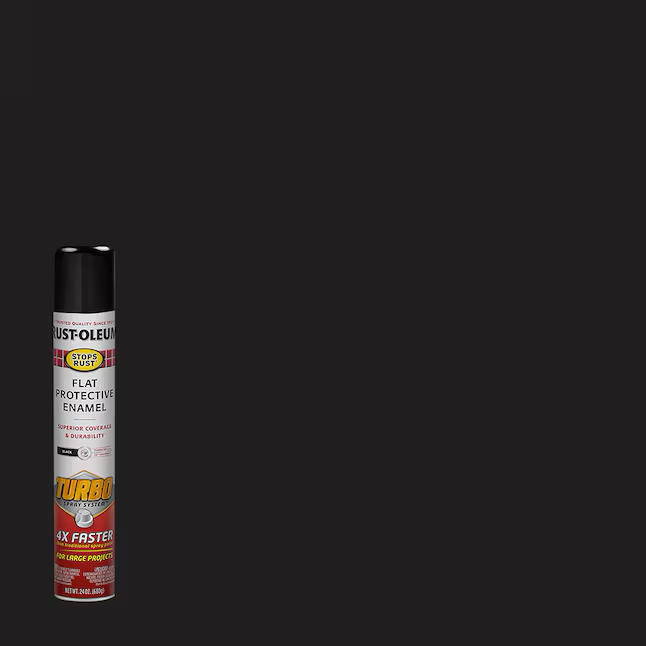 Pintura en aerosol y base en uno, todo en uno, de Rust-Oleum Stops Rust Turbo Flat Black (peso neto: 24 oz)