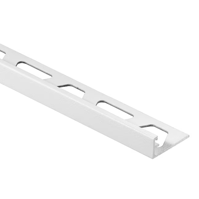 Schluter Systems Schiene 0,375 pulgadas de ancho x 98,5 pulgadas de largo, borde de azulejo en ángulo en L de aluminio con revestimiento de color texturizado blanco mate