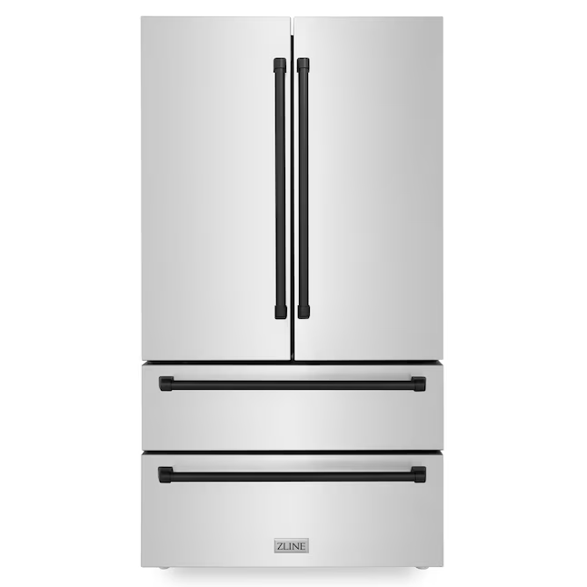 Refrigerador ZLINE con puertas francesas, 22,5 pies cúbicos y profundidad de mostrador, con máquina de hielo