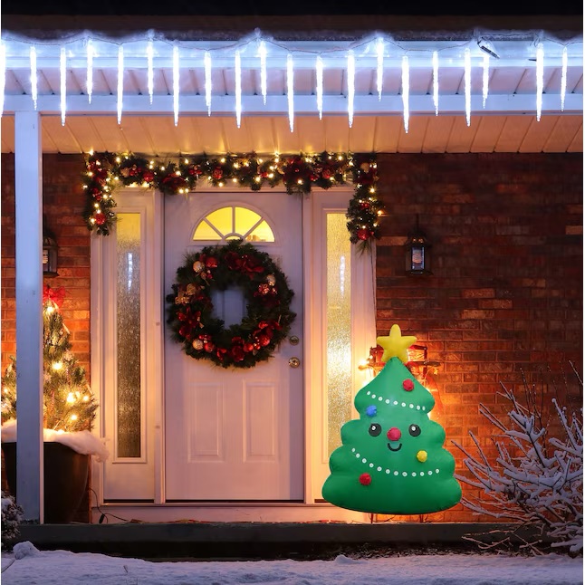 Árbol de Navidad inflable con luces LED sonrientes de 3,5 pies para Holiday Living