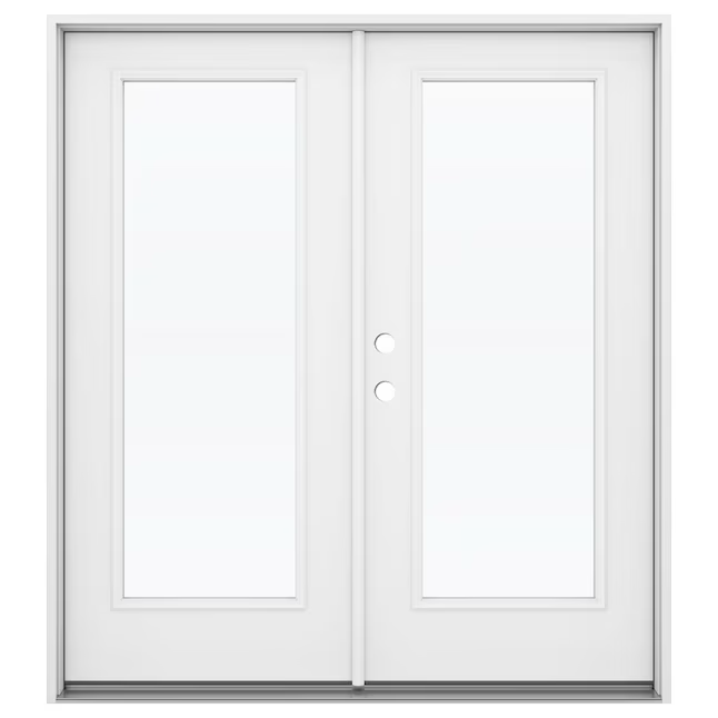 JELD-WEN Puerta doble para patio de apertura derecha francesa de acero imprimado de baja emisividad de 72 x 80 pulgadas