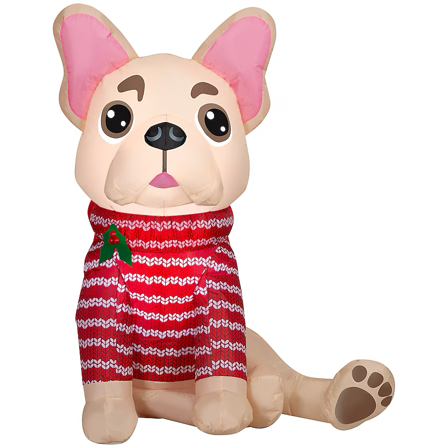 Bulldog francés inflable de Navidad con luces LED de 3,5 pies de Holiday Living