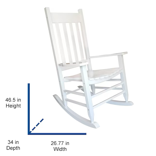 Style Selections Mecedora con estructura de madera blanca y asiento de listones