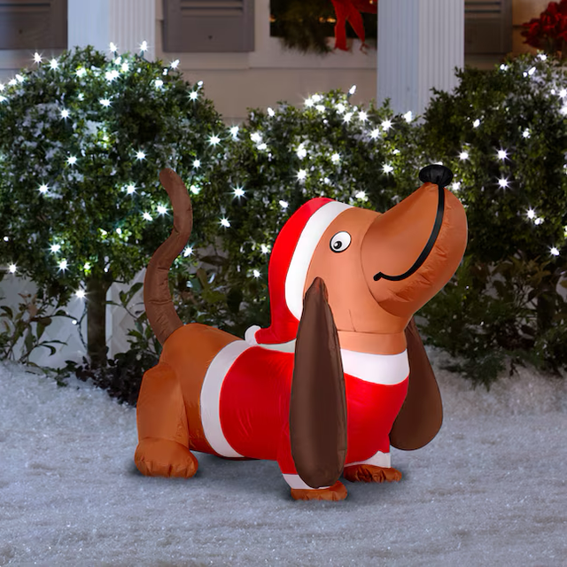 Holiday Living 3-ft LED Basset Hound Dog Christmas Inflatable